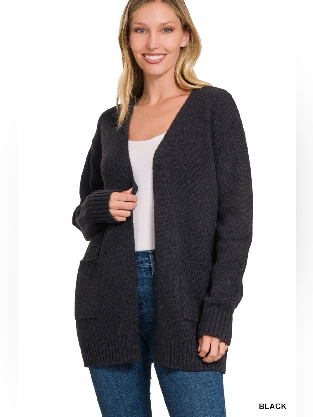 Zenana Open Front Sweater Cardigan